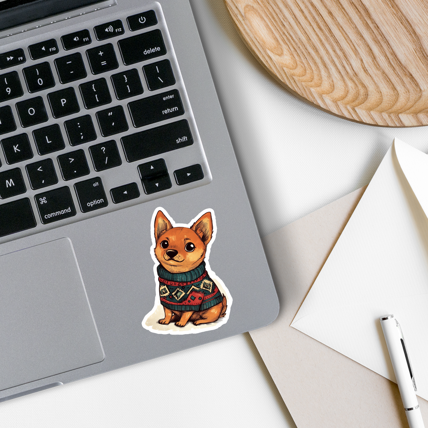 Dog in Sweater Waterproof Sticker | 3"