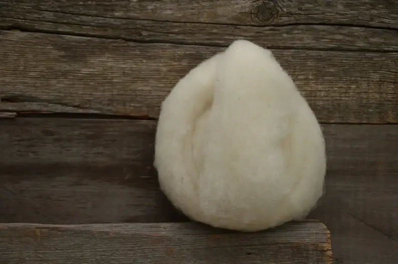Needle Felting Wool 100 grams Cream, Core Wool, Roving