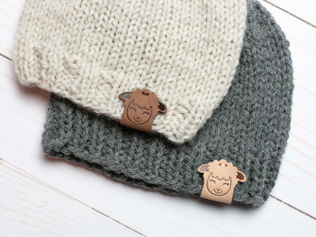 Sheep Fold Over Tags Faux Leather