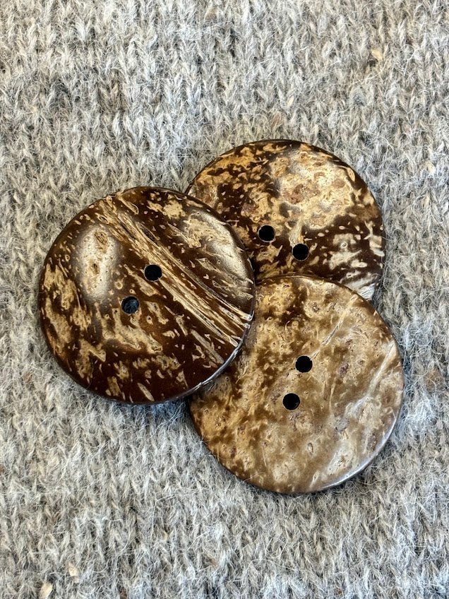 Natural Coconut Shell Buttons - 2 Inch 50MM