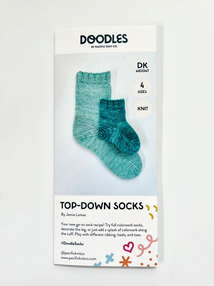 Pacific Knit Co. Base Doodle Top-Down Socks (DK) Pattern Card