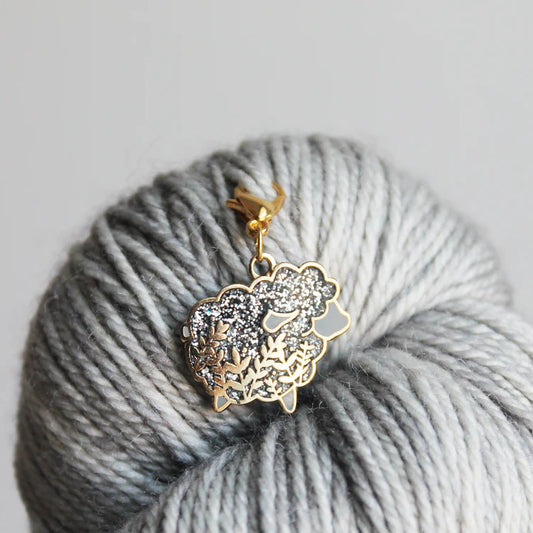 Twill & Print - Little Black Glitter Sheep Progress Keeper / Stitch Marker
