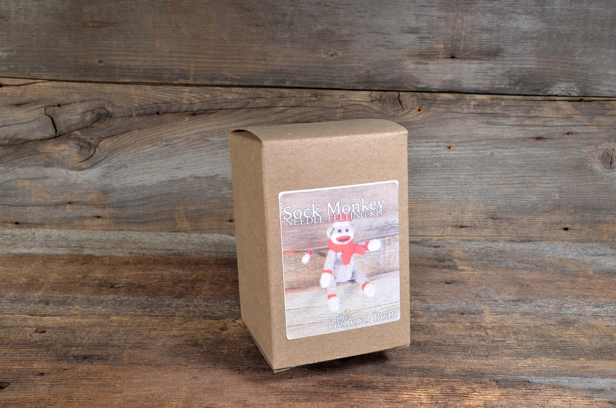 Needle Felting Kit- Free Ship- Sock Monkey- Diy Craft Kit