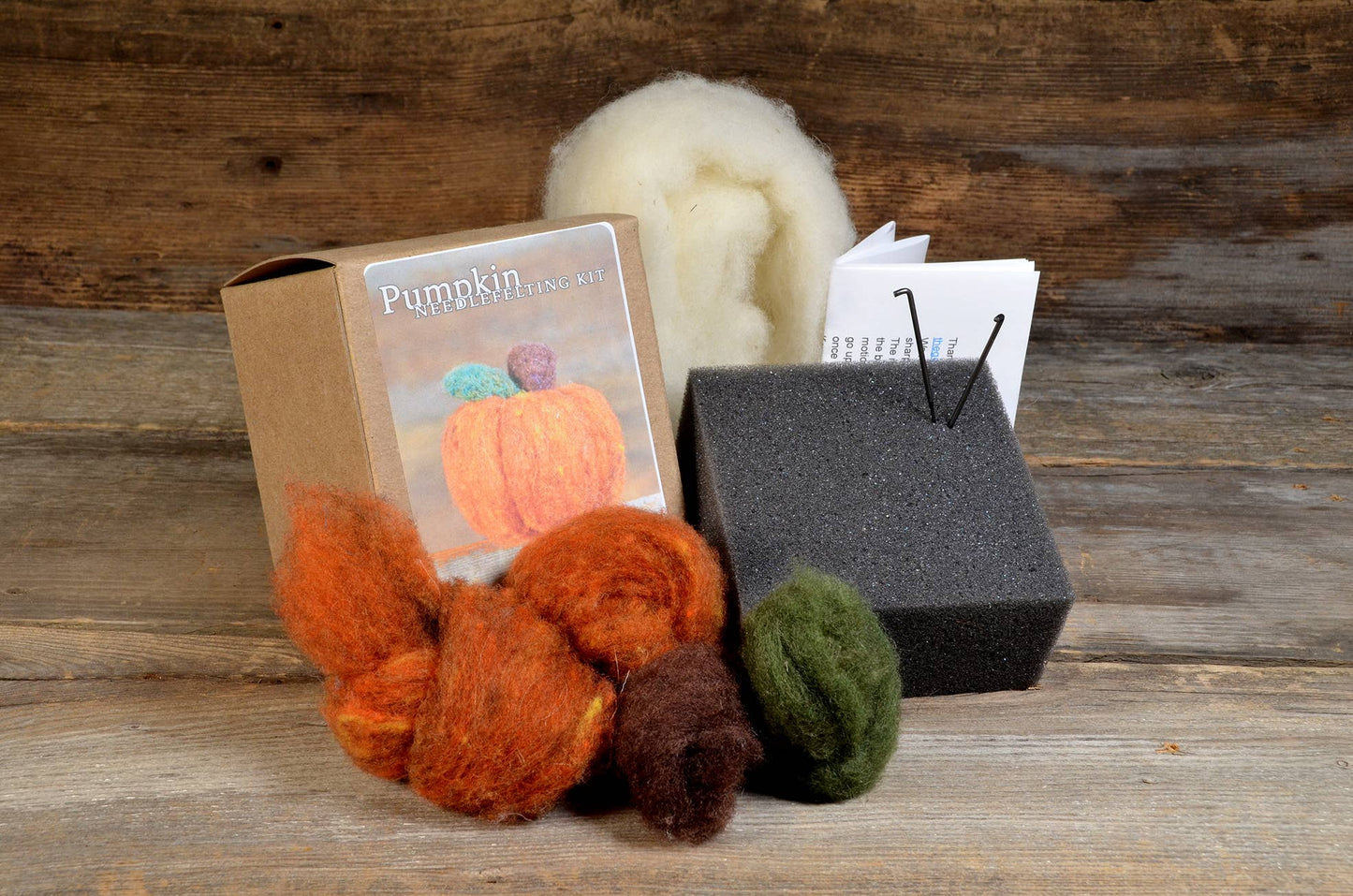 Pumpkin Needle Felting Kit, Beginner Kit, DIY Craft Kit