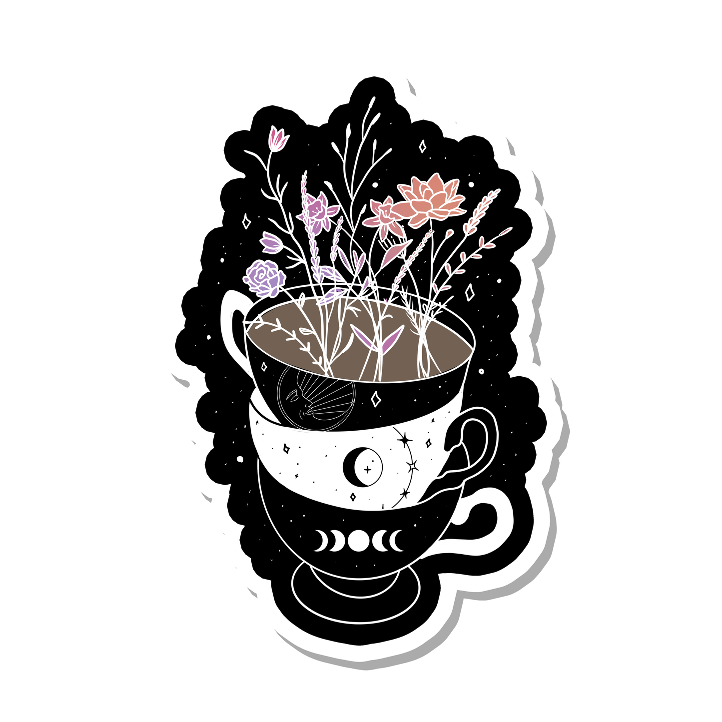 Tea Cup Stack Waterproof Sticker | 3"