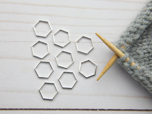 Silver Hexagon | Stitch Markers Knitting Notions