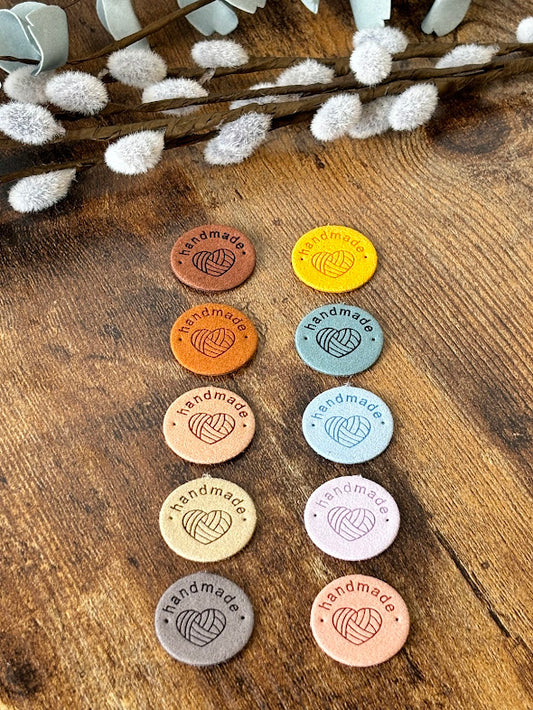 'Handmade' Circle Faux Leather Project Tags