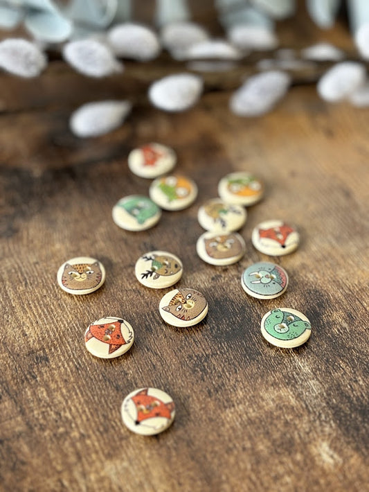 1.5 mm Woodland Animal Buttons - 10 Pack