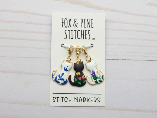 Floral Cat | Stitch Markers