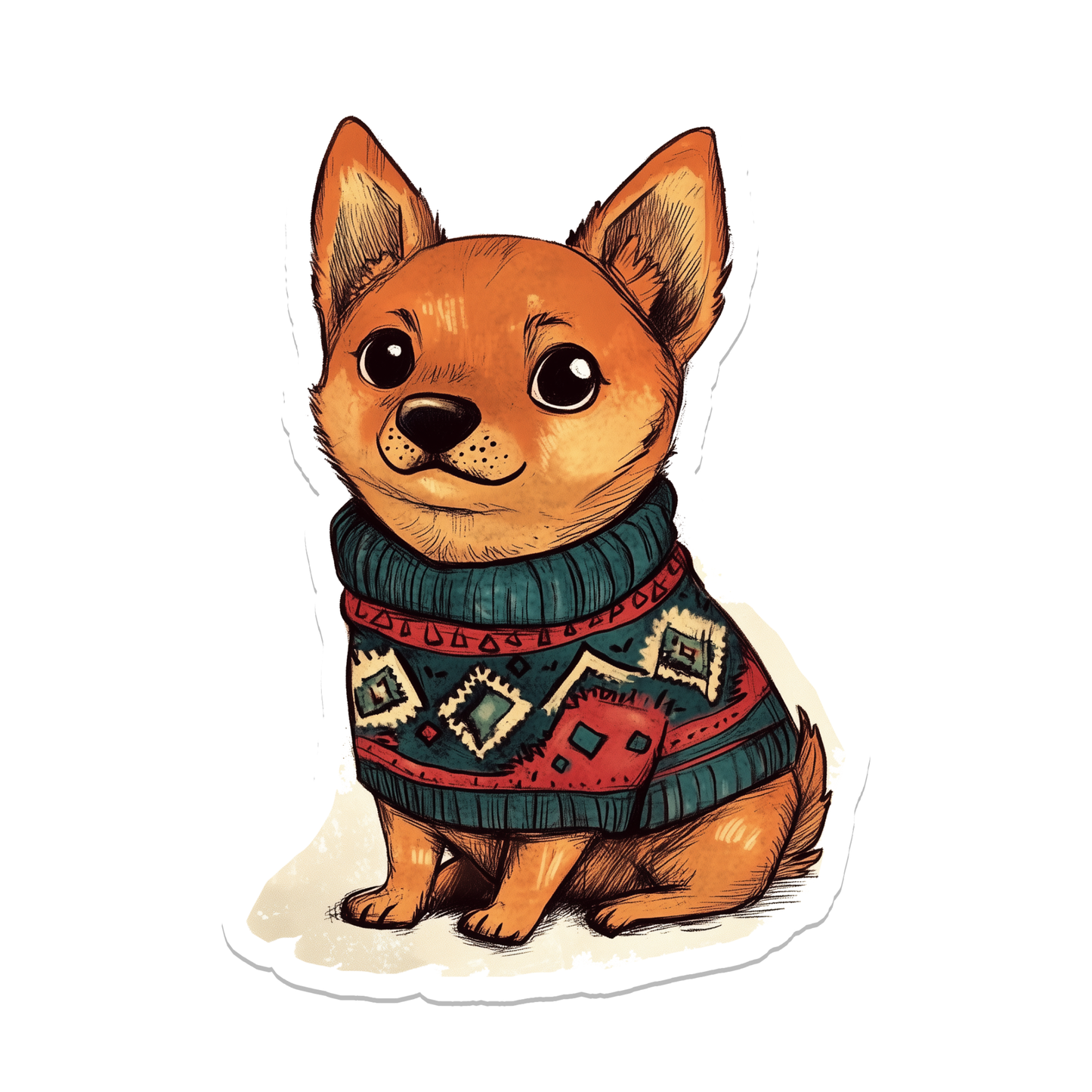 Dog in Sweater Waterproof Sticker | 3"