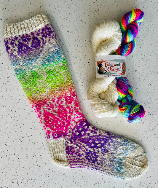Self Striping Superwash Merino + Nylon Sock Set I  Colorwork Fancy